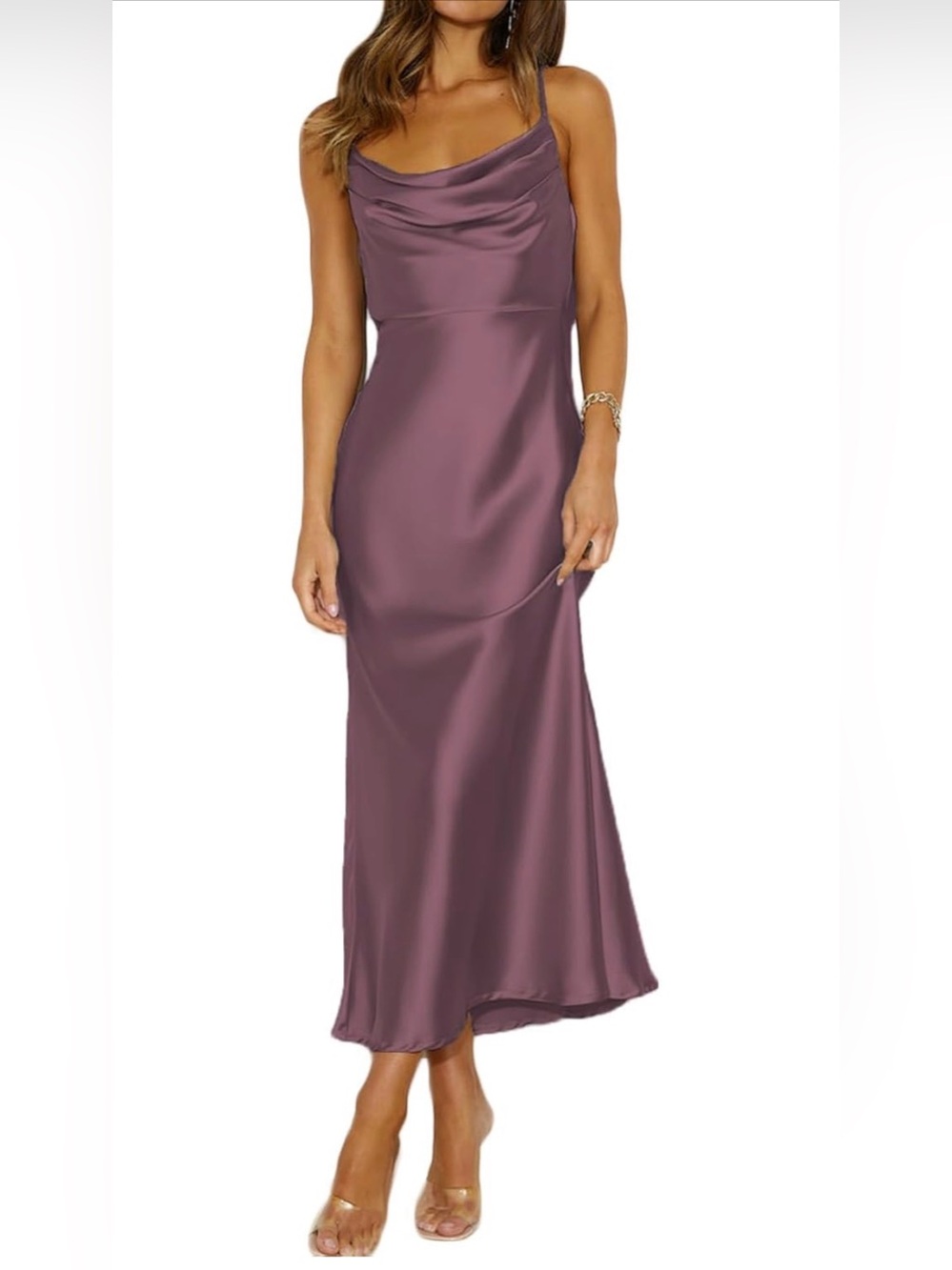 Women’s Satin Cowl Neck Slip Dress